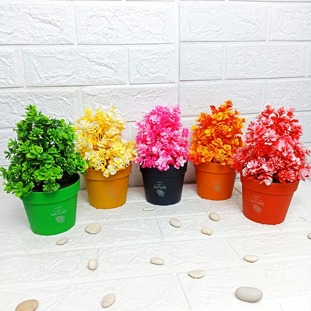 AND / COD / Bunga Hias Plastik Dekorasi Rumah Pot Bunga Hias Mini Import Tanaman Hias Palsu Artificial Flowers PBP143