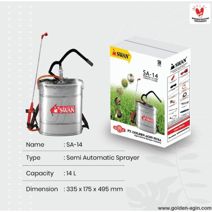 SWAN Sprayer Tangki Stainless Semprotan Hama Manual 14 Liter SA-14
