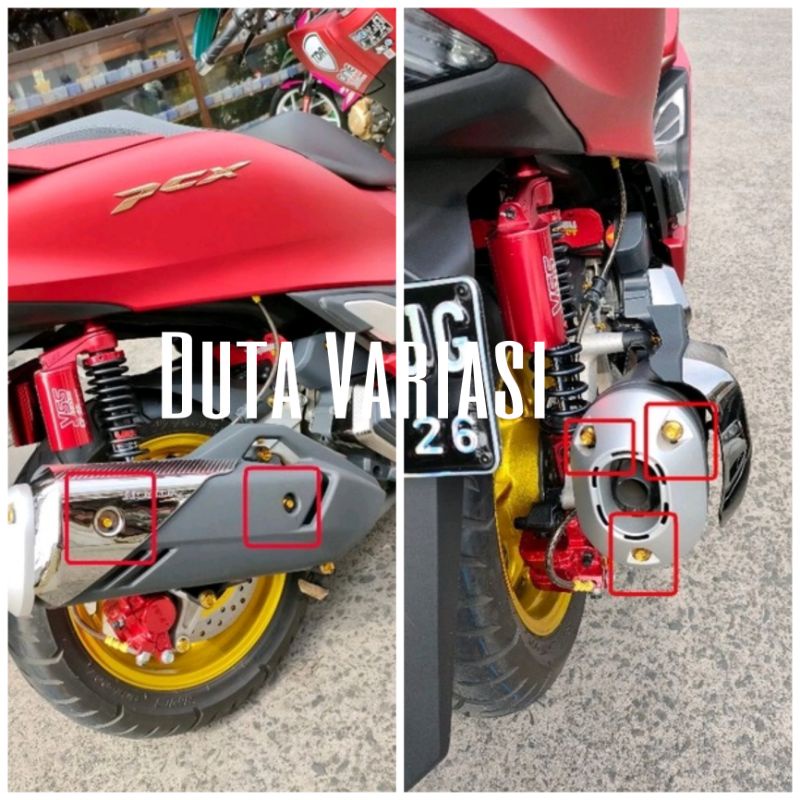 NACOM DV Paketan PCX Lokal / 150 / 160  : Baut Tameng Knalpot + Corong Knalpot