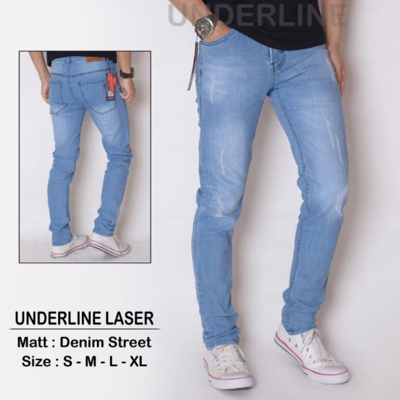 Celana Jeans pria Sobek lutut Ripped robek panjang distro bikers original ukuran 27 - 34 model ngare
