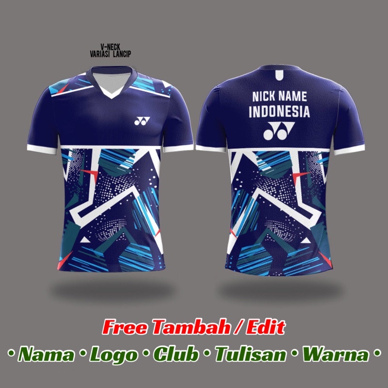 Baju Kaos Jersey Bulutangkis Badminton Custom Nama Tim PB Logo | YONEX