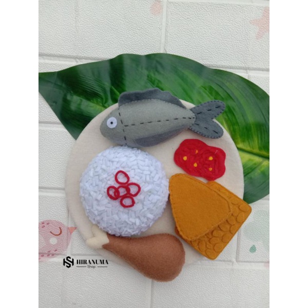 replika makanan nasi penyet/mainan edukasi anak/makanan flanel/felt