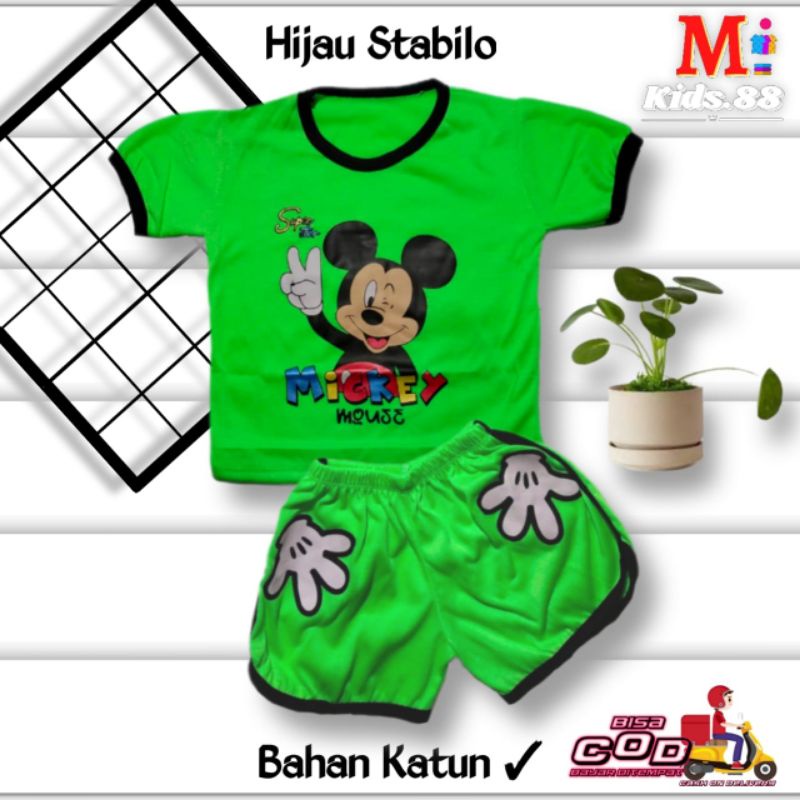 Setelan Playset  Cupa Cup Baju Anak MICKEY MOUSE/Set Anak Balita/Set Anak Unisex Buat Usia 0-4 tahun