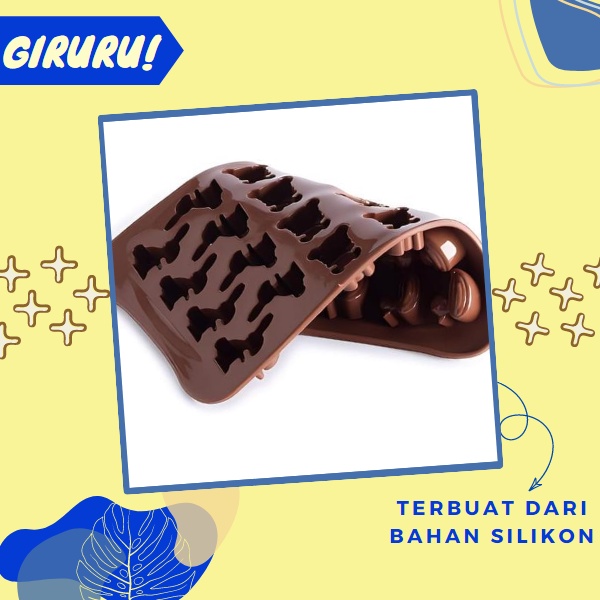 Cetakan Coklat Bentuk Bebek, Beruang, dan Kelinci / Cetakan Silikon karakter aneka bentuk hewan / Cetakan Silikon 24 Grid Silicone Baking Chocolate Molds