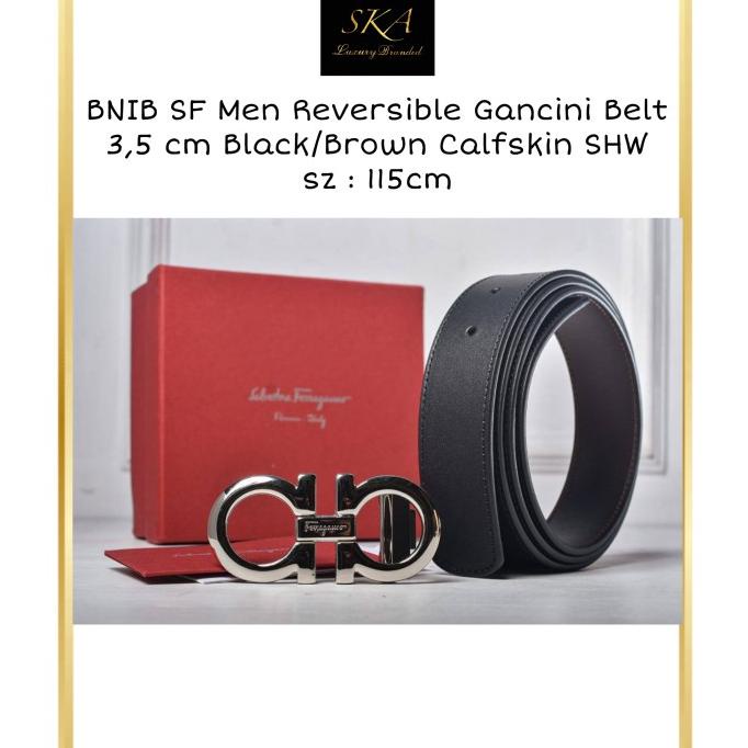 Salvatore Ferragamo / Sf Belt Man Authentic Black / Brown Calfskin Shw Termurah