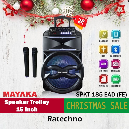 Speaker Portable Mayaka SPKT-1815E AD[FE] Speaker Bluetooth 15"inch +2Mic wireles