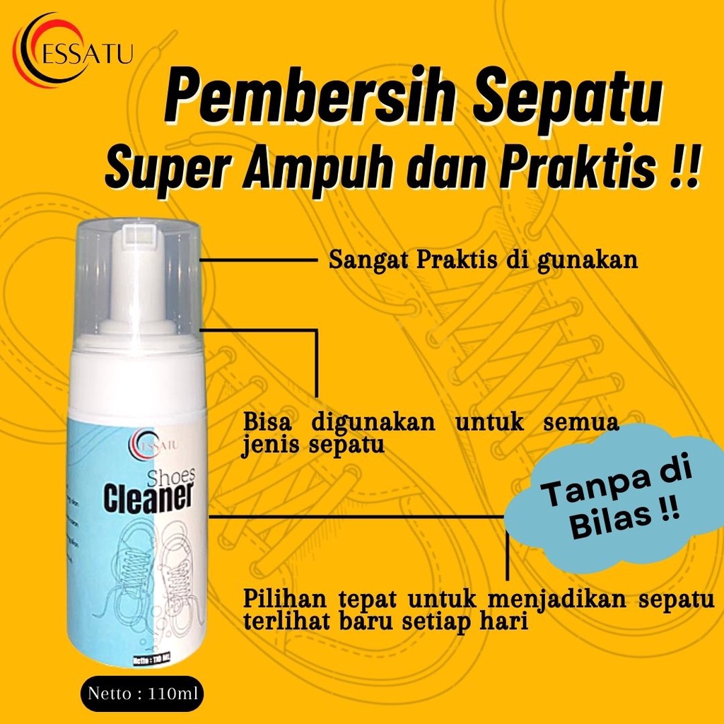 Shoes Cleaner Essatu isi 110 ML - Cairan Pembersih Sepatu / Penghilang Noda Sepatu Kotor Membandel dan Super Ampuh, Stain Remover