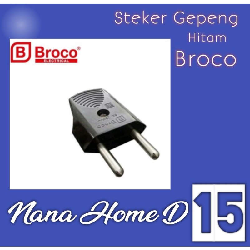 Steker Gepeng Hitam Broco