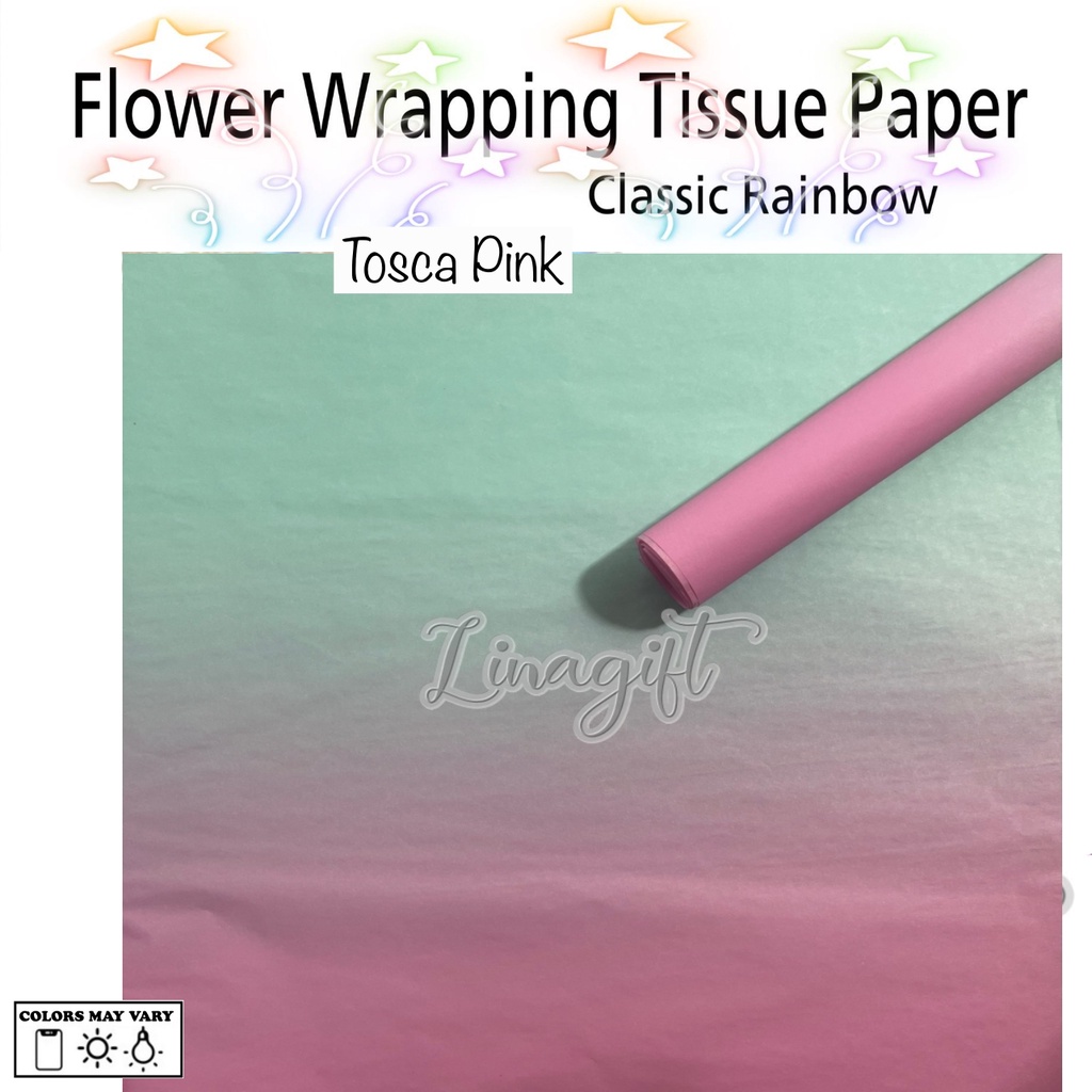 ( 5 Lembar ) CLASSIC RAINBOW - FLOWER WRAPPING TISSUE PAPER / KERTAS TISU / BUKET BUNGA / KERTAS BUNGA