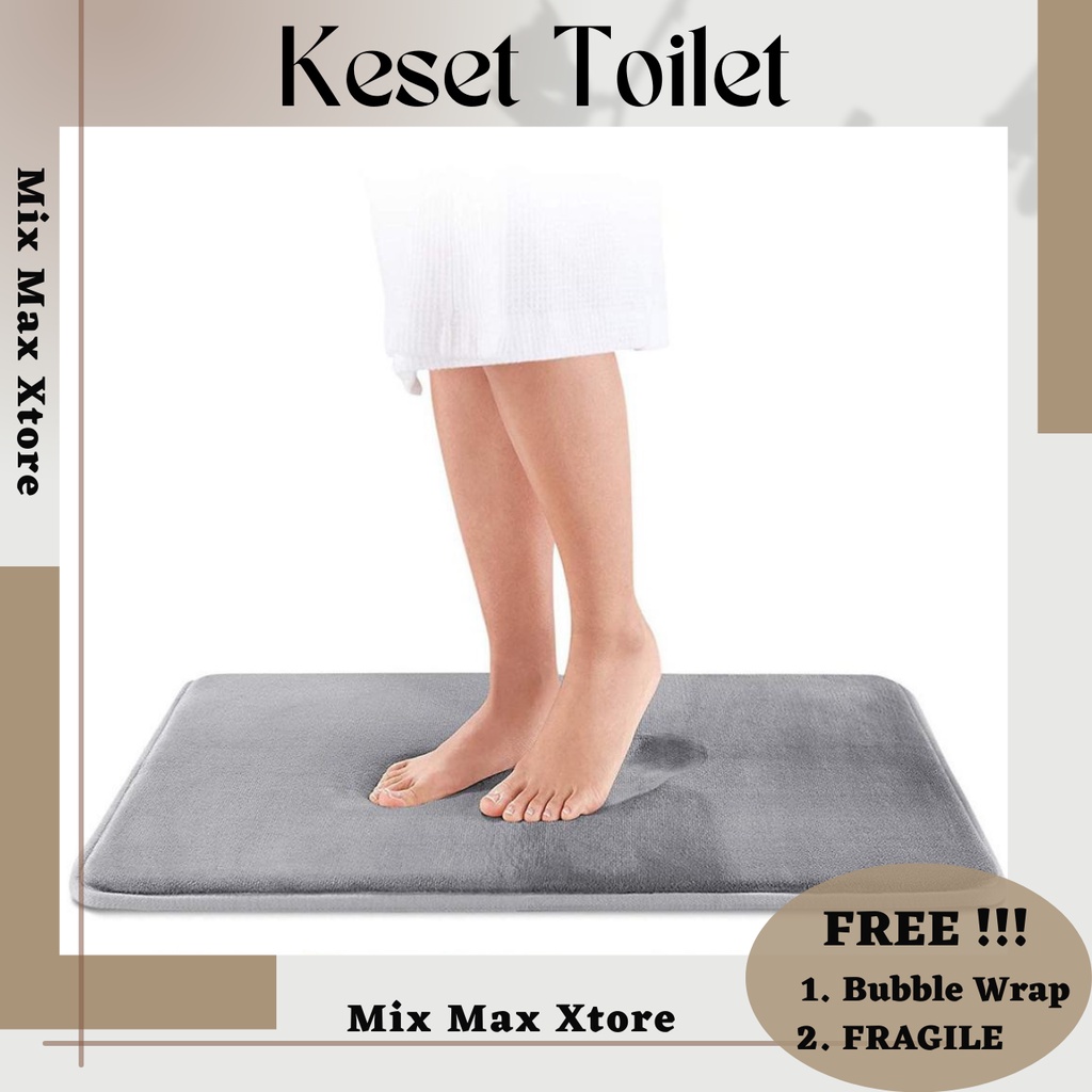 Keset Kamar Mandi Non-Slip 50x80cm - Gray /  Keset Dapur / Kain Keset Kamar Mandi / Keset Toilet