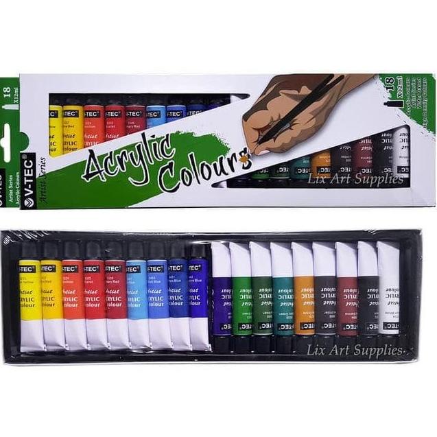 

✚ V tec acrylic paint cat akrilik set 18 12 warna color 6 12 ml ㅸ