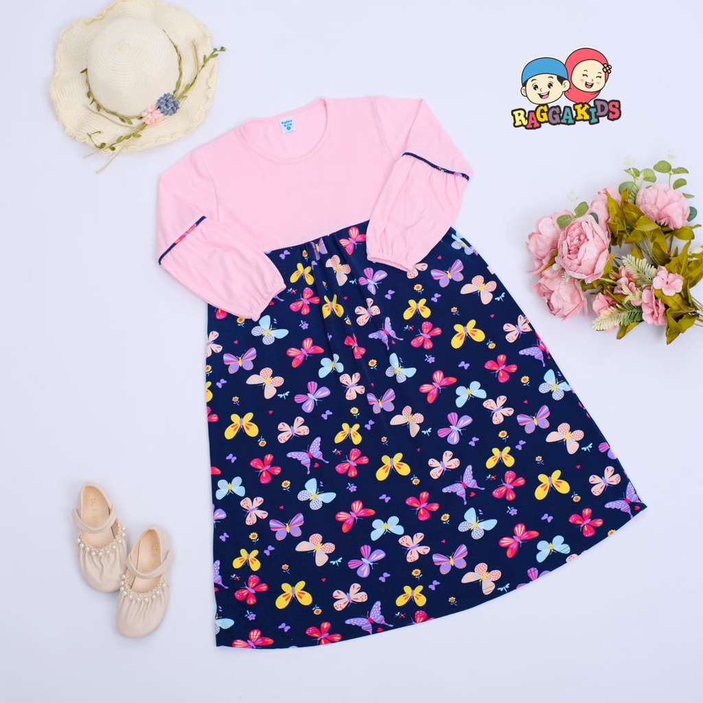 Gamis anak Raggakids motif kupu-kupu size 1 - 14 tahun