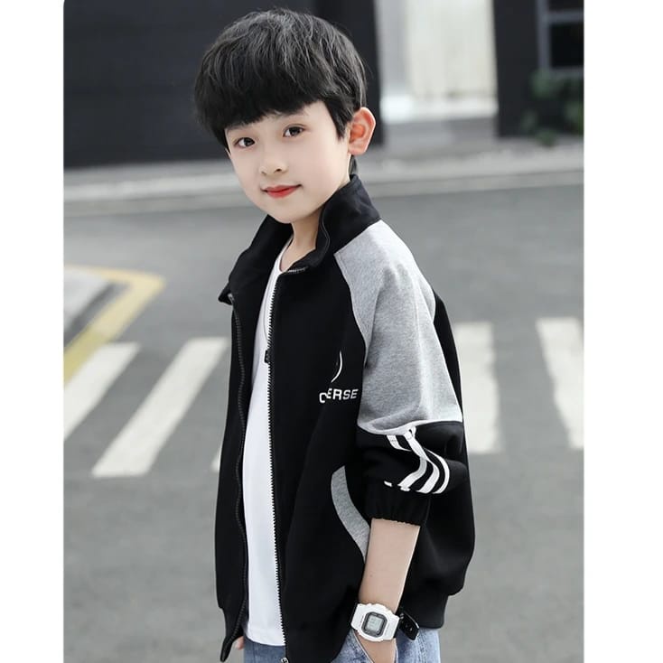 UNIVERSE OUTER BLACK JAKET SWEATER ANAK COWOK REMAJA FASHION KOREA IMPORT CASUAL