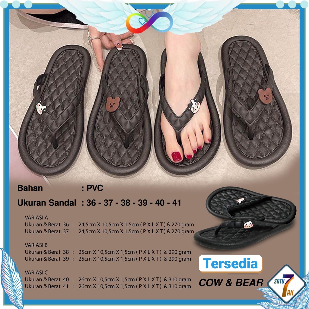 Sandal Jepit Slip On Wanita Fashion Style Motif Animal Cute Sandal Kasual Nyaman Empuk PVC Satu7an SPT-37