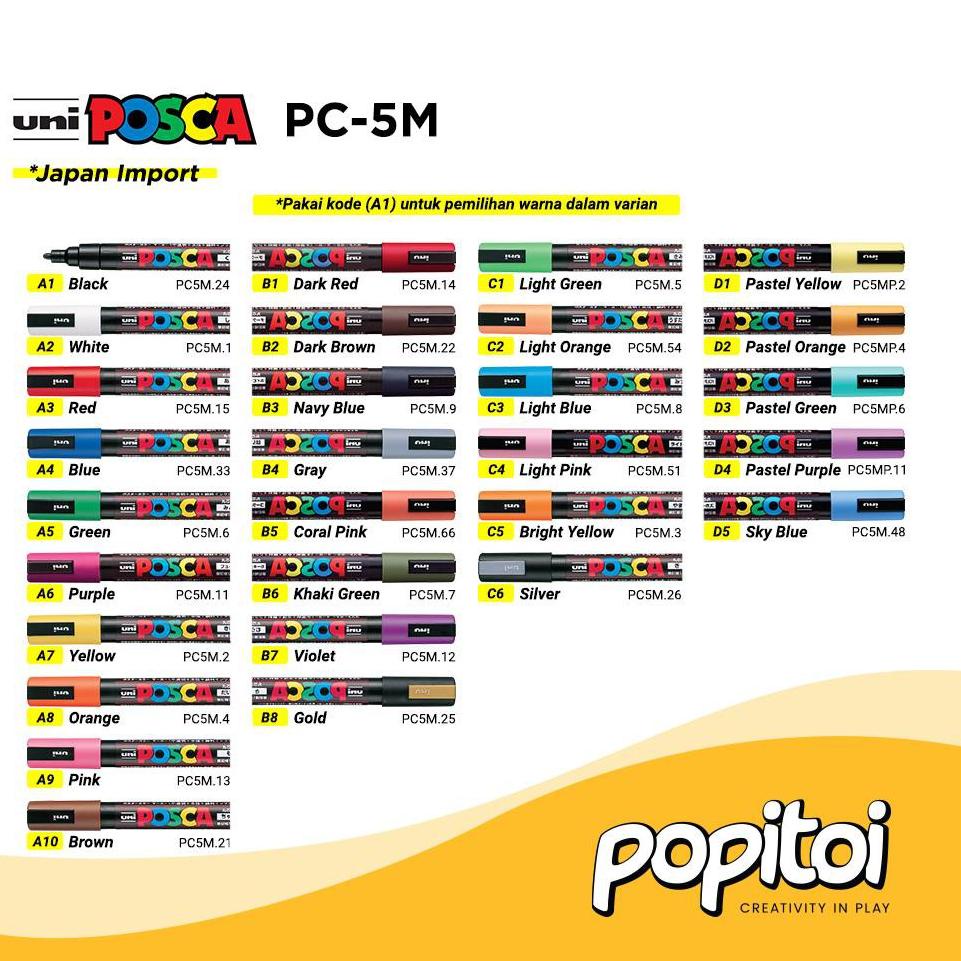 

ㄷ UNI POSCA PC-5M Paint Marker (Medium Point) Spidol warna warni PC 5M PC5M っ