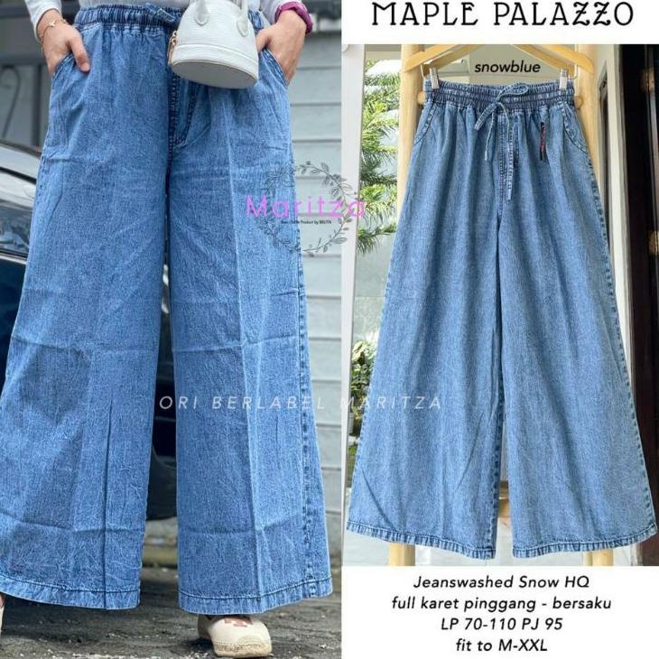 Siap Kirim kulot mapple palazzo terkini-kulot jeans-kulot panjang wanita terbaru-kulot jeans jumbo w