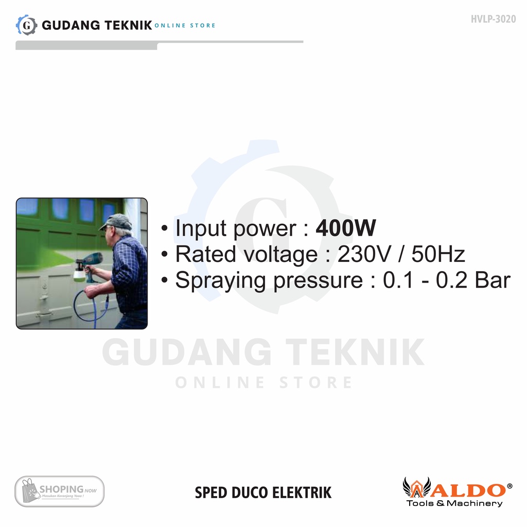 Mesin Sped Duco Electrik 400W ALDO HVLP-3020 / Mesin Spray Gun Elektrik - Mesin Cat Semprot Brass Nozzle ALDO HVLP 3020