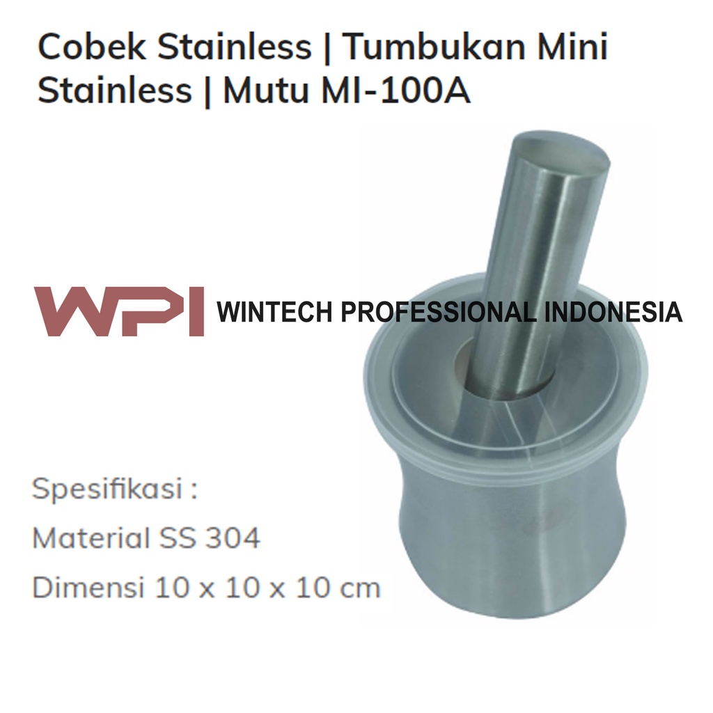 MUTU MI-100A Mortar Ingredient - Cobek Stainless -  Tumbukan Mini Stainless - Tumbukan Obat