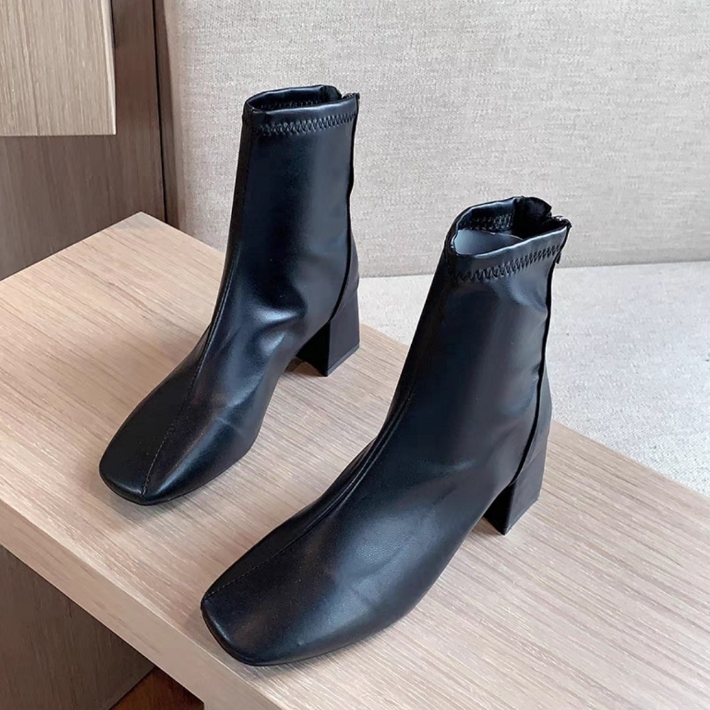 Import Premium Cantik Kulit Asli Sepatu Martin Boots Wanita Cewek Resleting Hak Tinggi Casual PDH Kuliah Santai Formal Mewah Kerja 233