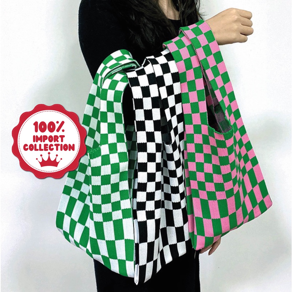 CHIKOISME - MIYA Totebag Catur Woll Wanita Remaja Buffalow Bag Cute Korean Tote Bag NR