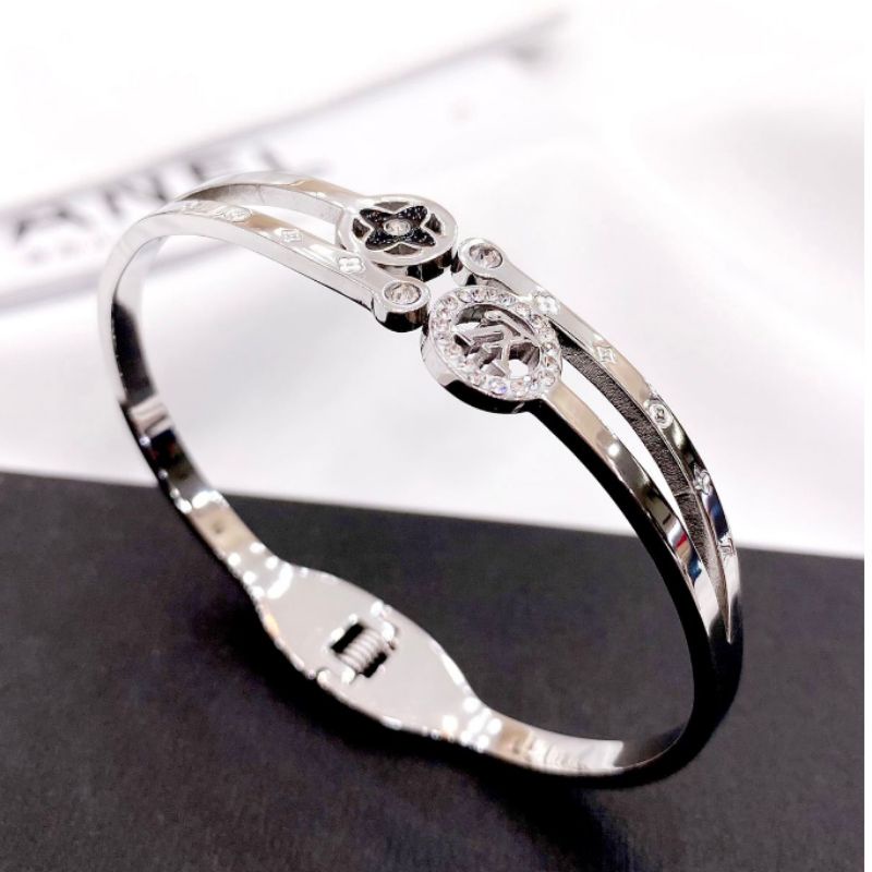 Gelang Titanium asli titanium silver Premium Quality Branded Band Anti karat Bracelet Stainless Steel Ori Gt016