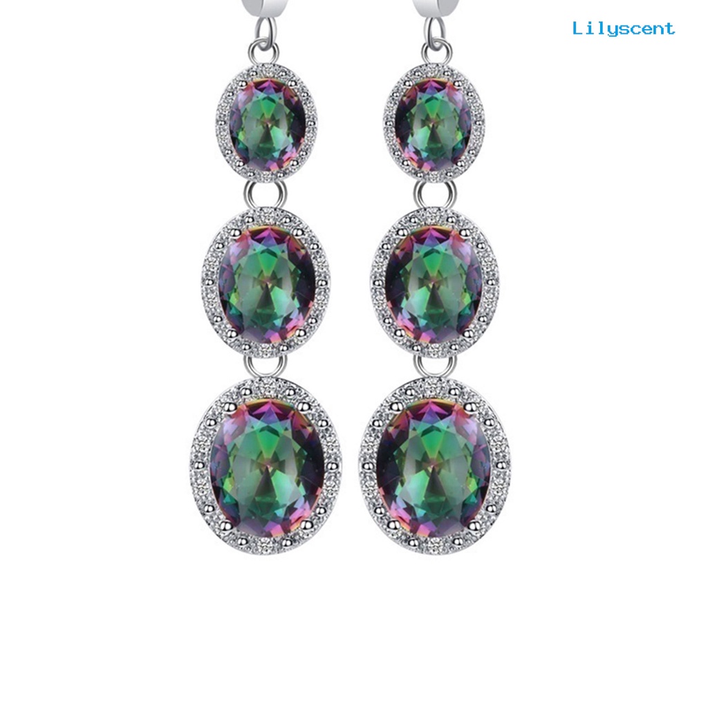 [LS] 3pcs Kalung Fashion Elegan Multicolor Set Perhiasan Liontin Topaz Imitasi Untuk Wanita