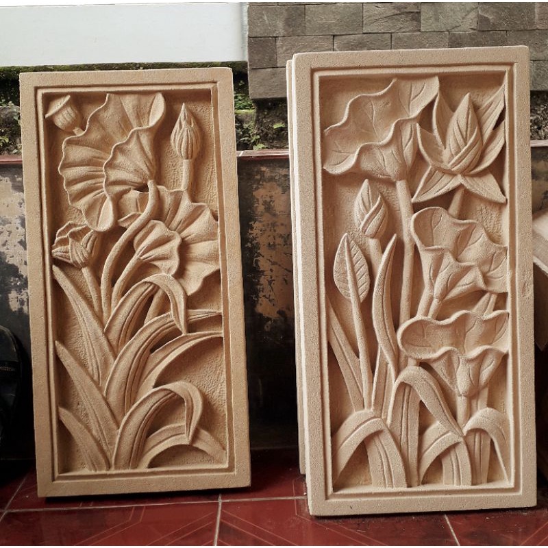 Ukiran relief ornamen batu alam paras jogja