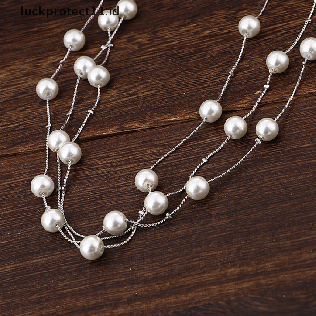 /Fashion Hot// Fashion// Fashion Multilayer Mutiara Kalung Anting Gelang Set Perhiasan Pernikahan Pengantin.