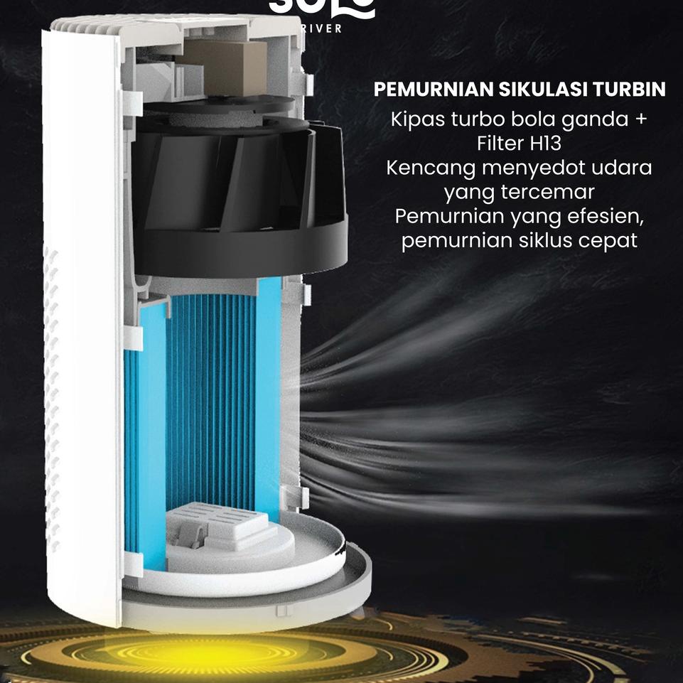 Siap Kirim SOLO RIVER Air purifier Penyaring Udara Debu Ruangan 5-15m2 Filter UV Sterilizer. HEPA Fi