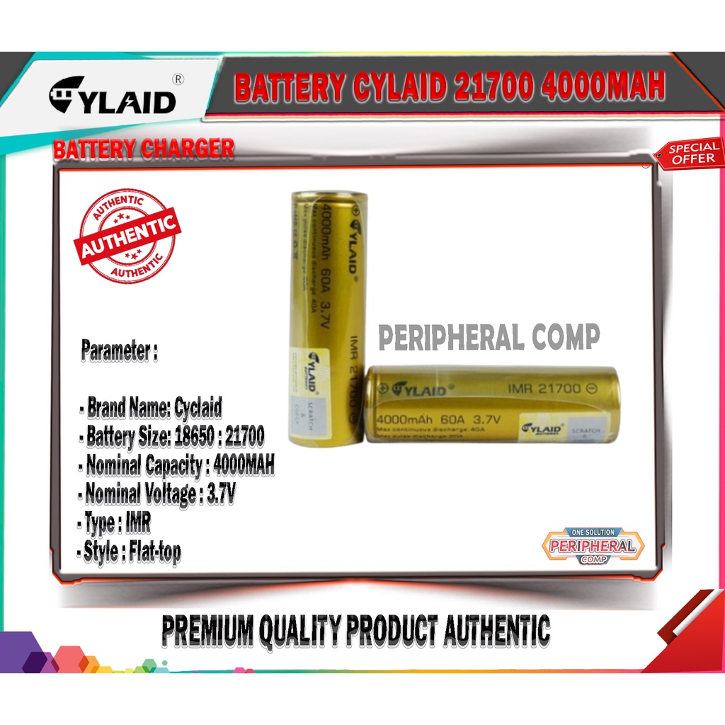 BATTERY CYLAID 21700 3.7V 4000MAH