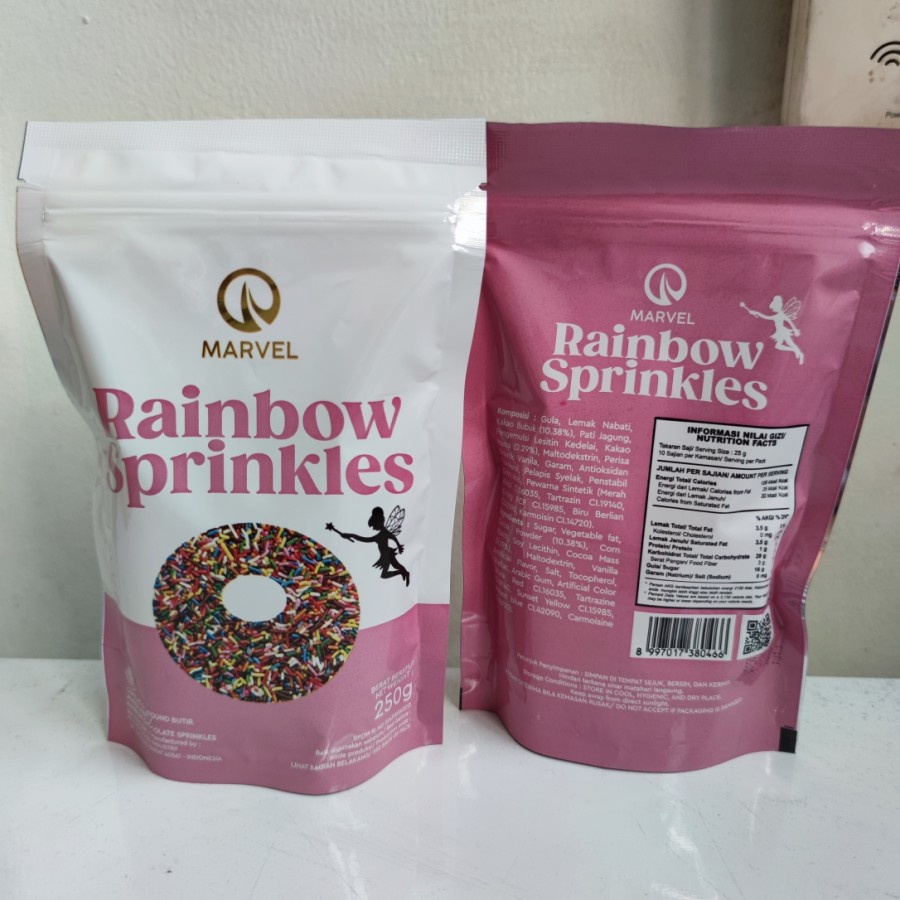 

MARVEL Rainbow Sprinkles 250gr Meses warna warni premium ceres warna