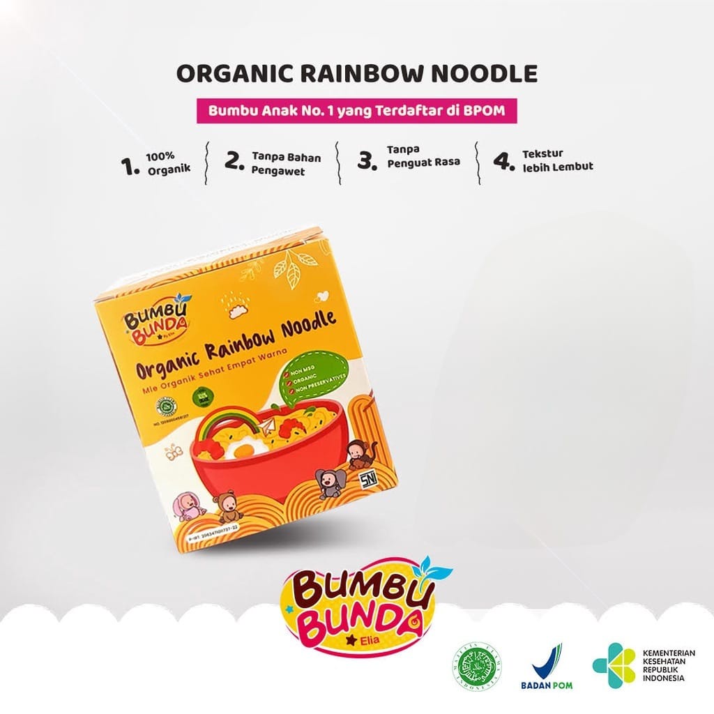 Bumbu Bunda Elia Organic Rainbow Noodle 15g - Mie Organik MPASI / BB-ORN