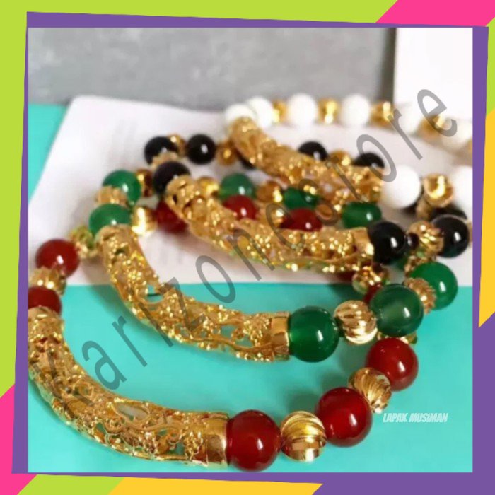 Gelang Batu Giok Kombinasi Emas Super Model Ekslusif