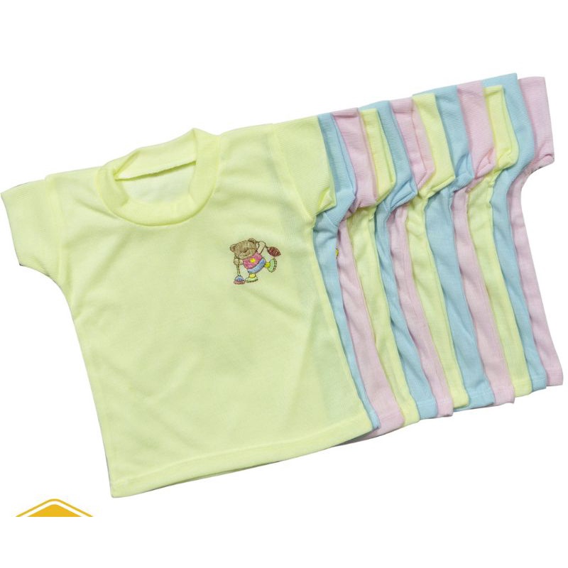 kaos bayi oblong setali bordir laki laki perempuan baju harian ( 6pcs )