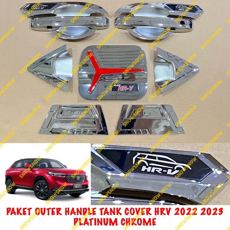 Paket Lengkap Outer Handle Tank Cover Honda Hrv 2022 2023 Platinum Chrome Hitam Carbon
