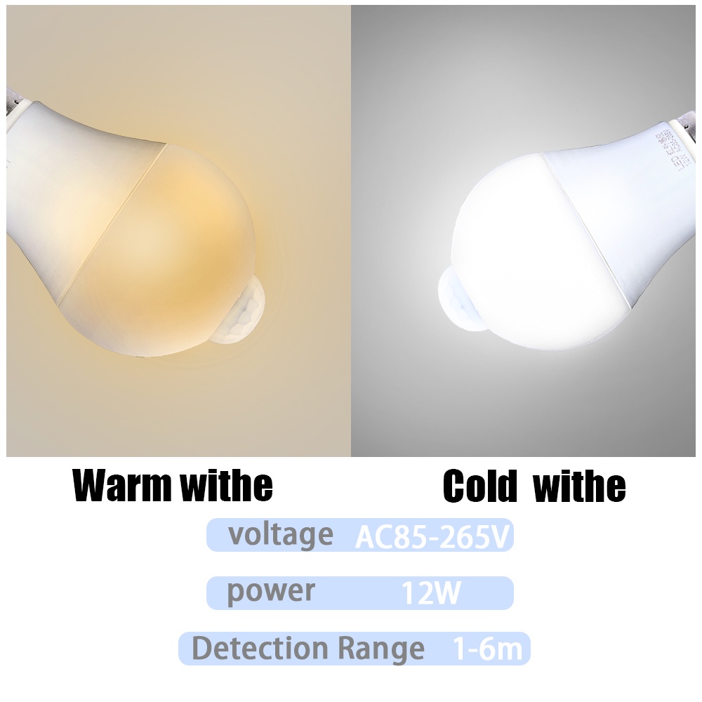 85-265v E27 PIR Lampu Sensor Gerak 12W Bohlam LED/Sensor Gerak Infrared Radiasi Motion Detector Safety Light