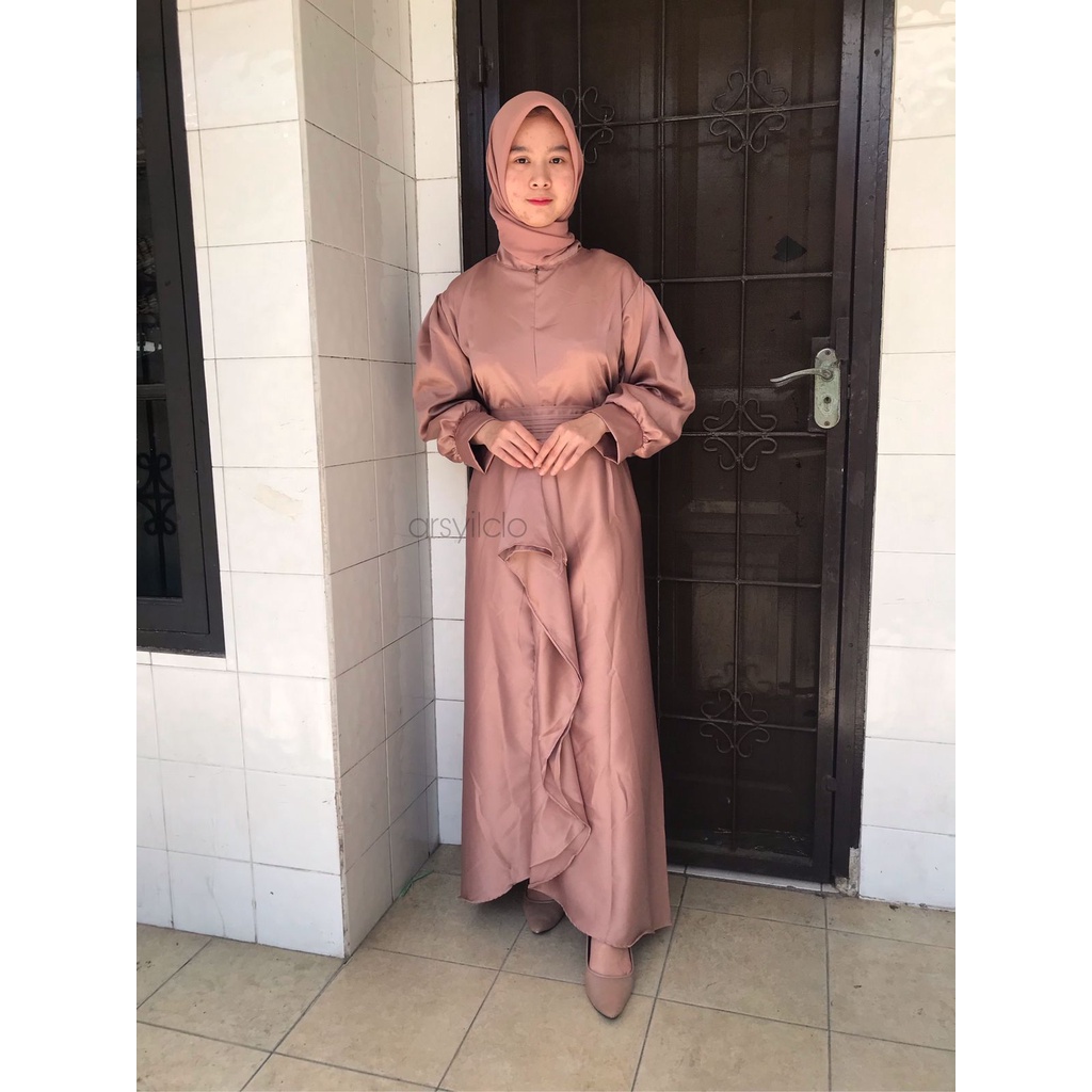 Lucy Long Dress Silk Premium Dress Kondangan Wanita Bahan Satin