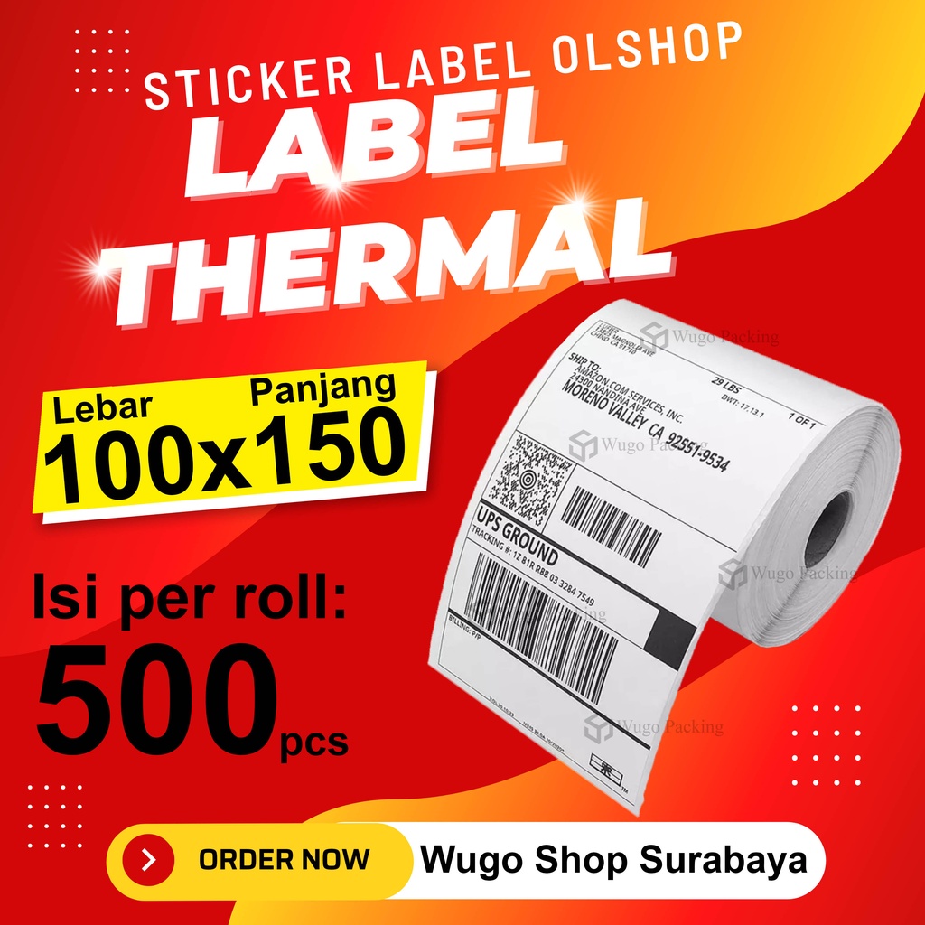

LABEL BARCODE 100 X 150 mm Isi 500 pcs KERTAS STICKER DIRECT THERMAL