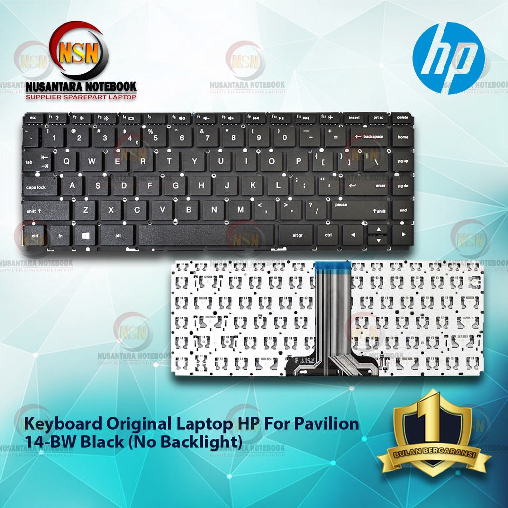 Keyboard Original Laptop HP For Pavilion 14-BW Warna Hitam Black (No Backlight)