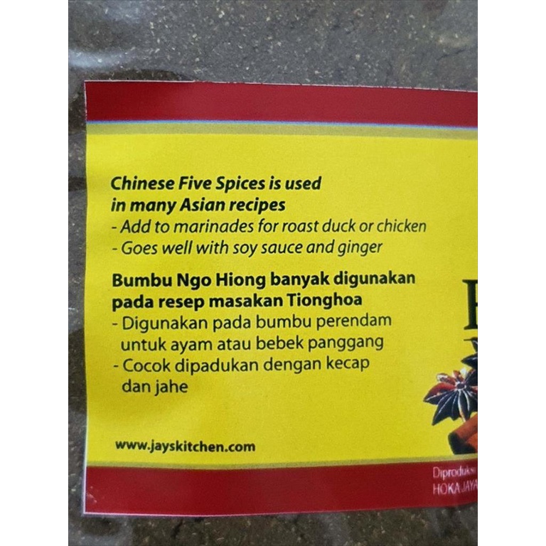 BUMBU NGO HIONG BUBUK 1 KG JAYS CHINESE FIVE SPICE BLEND NGOHIONG