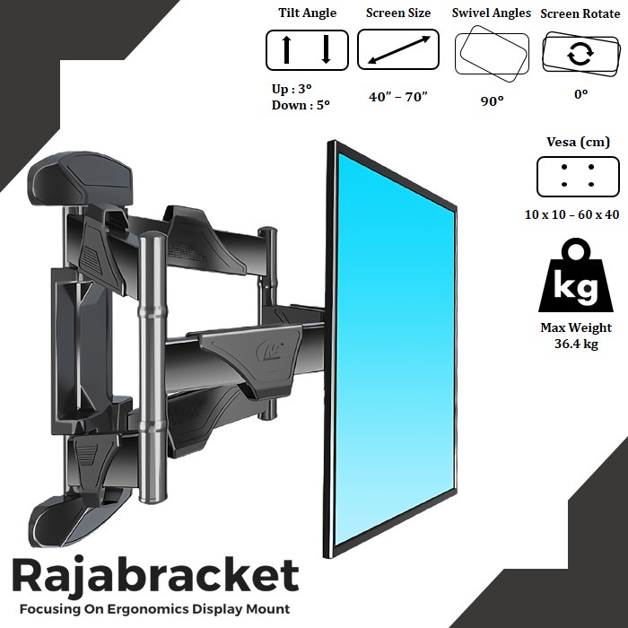 Bracket Braket TV Swivel 40 42 43 49 50 55 60 65 70 inch, NB P5 New CUCI GUDANG