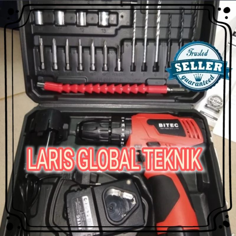 Mesin Bor Baterai Hammer Beton cordless BITEC drill besi kayu