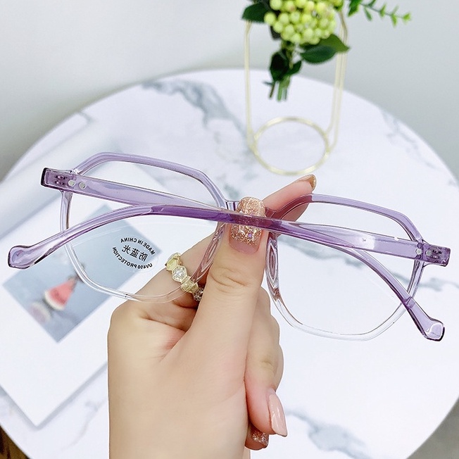 Frame Kacamata Komputer Transparan Kacamata Wanita Pria Anti Blue Light Round Eyewear TR90 Blocking Glasses Optical Spectacle Glasses