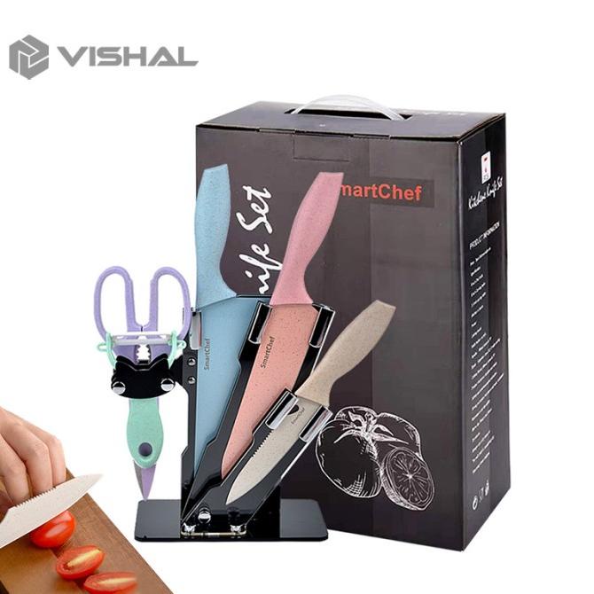 Sale Vishal Knife Set Kitchen Knife Stainless 6 Pcs Premium Pisau Warna Set Termurah