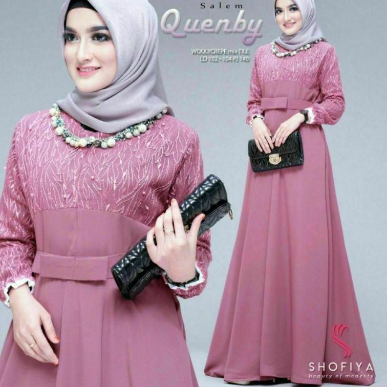 GAMIS BRUKAT BAJU MUSLIM GAUN PAKAIAN WANITA KEBAYA BATIK Quenby gamis modern ‑ LAG.21De22g