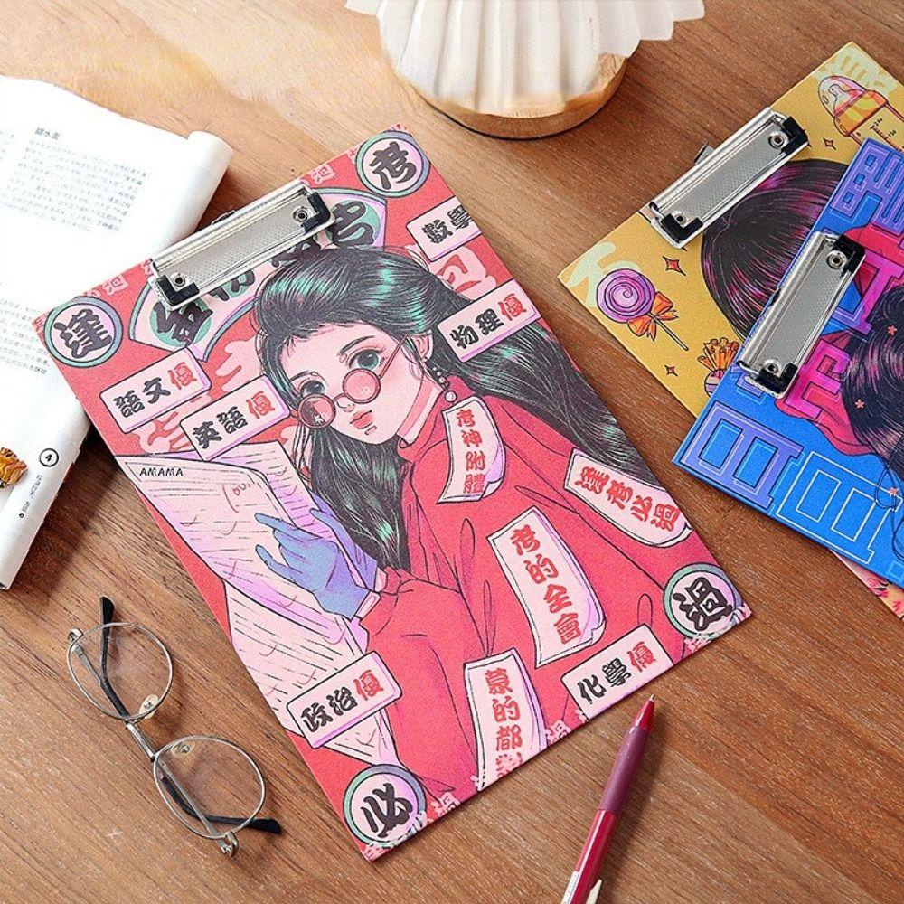 Mxbeauty Papan Klip Tulisan Retro Gadis Menu Folder Siswa Sekolah Stationary Kertas Organizer