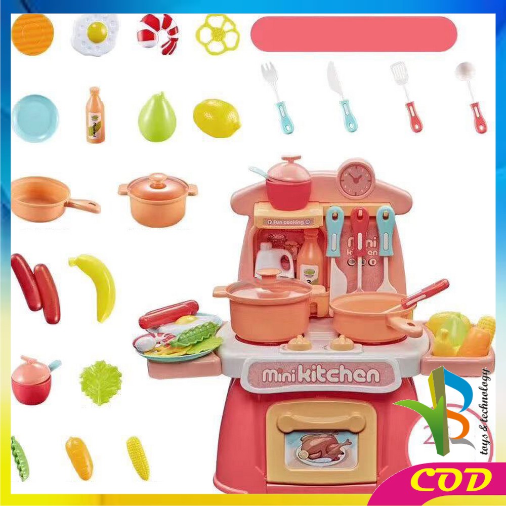 RB-M26 Mainan Mini Electronic Kitchen Set Isi 26PCS Mainan Anak Perempuan Masak Masakan Dapur 888-19