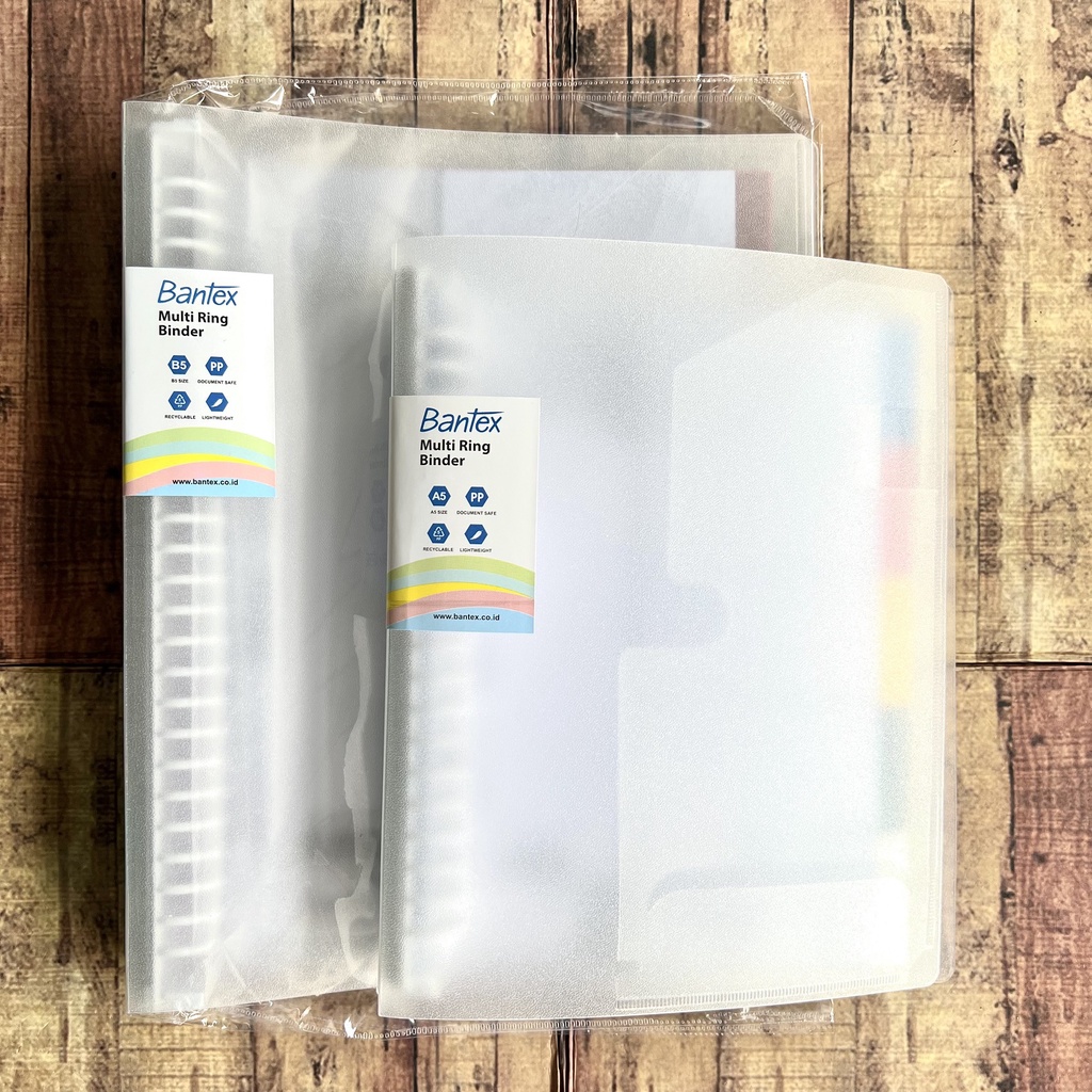 

Map Binder Bantex A5 B5 Trendy Transparant Multi Ring Binder 20 & 26 Hole - Binder Note A5 20 Ring dan B5 26 Ring Plus Bonus Divider Loose Leaf