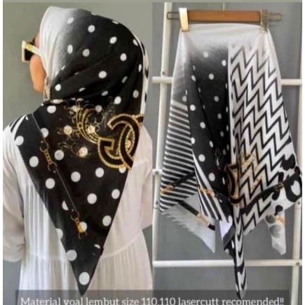 hijab voal motif denay GUCCI POLKA ZEBRA HITAM PUTIH