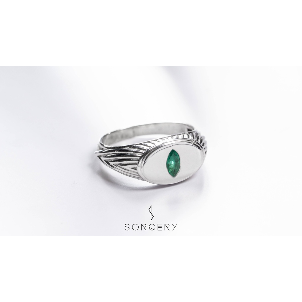 SORCERY 925 Silver Ring HRS Cincin Perak Emas Hitam Permata Premium 18K Real Gold Unisex Pria Wanita